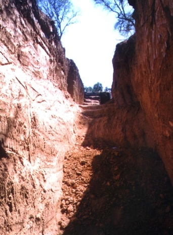 Vista de la excavacin donde se encuentra  el cuerpo meterico desenterrado por el equipo de Cassidy.